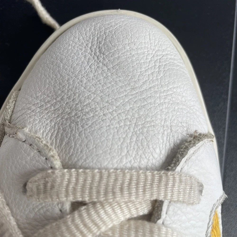 Soludos Ibiza Sz 7.5 White Leather Low Top‎ Sneakers Rainbow Wave sun Good Vibes